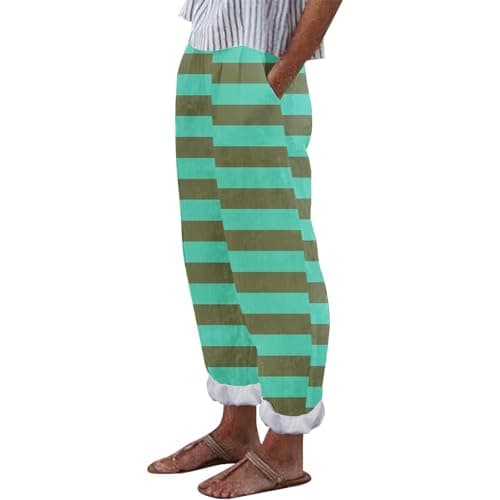 Striped Printed Fashionable Casual Ankle Pocket Pants for Women Plus Size