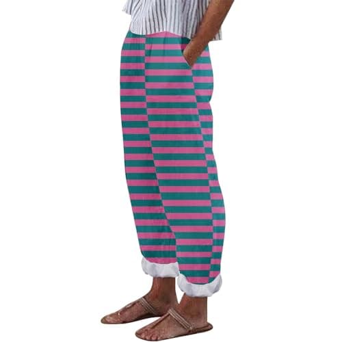 Striped Printed Fashionable Casual Ankle Pocket Pants for Women Plus Size
