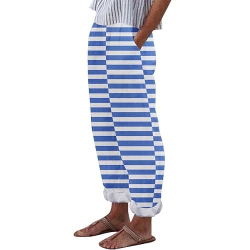 Striped Printed Fashionable Casual Ankle Pocket Pants for Women Plus Size