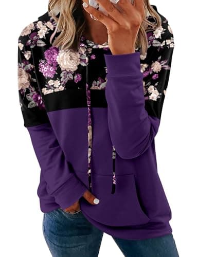 Women's Casual Tie Dye & Floral Print Hoodie Sweatshirt