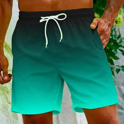 Sunaei Gradient Men's Stretch Jogger Shorts for Summer Beach Wear