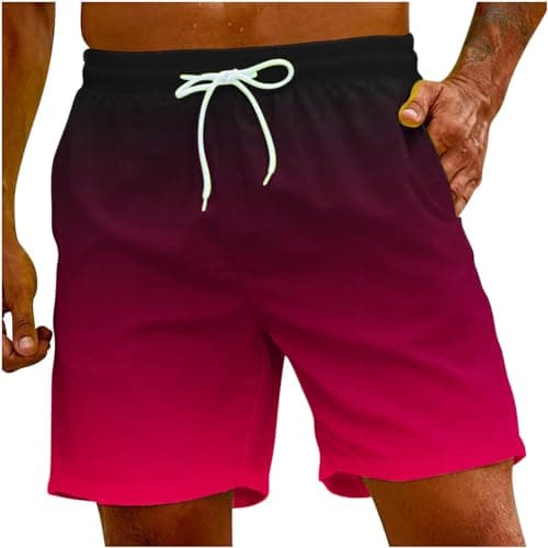Sunaei Gradient Men's Stretch Jogger Shorts for Summer Beach Wear