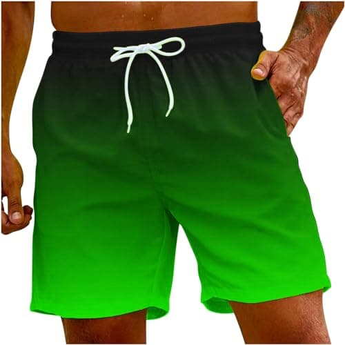 Sunaei Gradient Men's Stretch Jogger Shorts for Summer Beach Wear