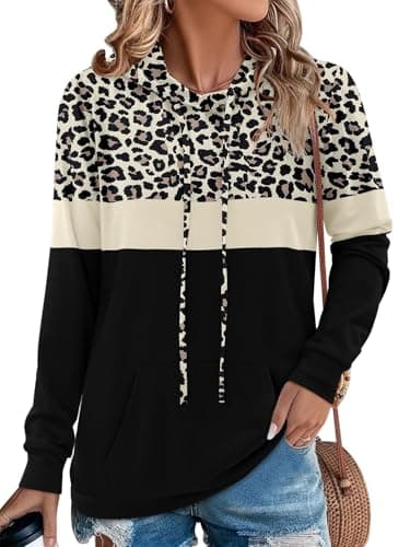 Women's Camo Leopard Print Hoodie Sweatshirt