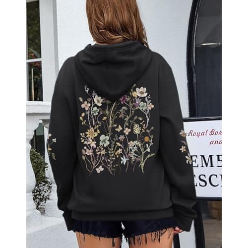 Sulayesh Women's Vintage Floral Hoodie - Cute Boho Sweatshirt