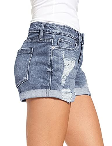 Luvamia Women's Ripped Denim Shorts