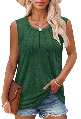 Angerella Women's Sleeveless Pleated Tank Tops for Summer