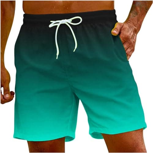 Sunaei Gradient Men's Stretch Jogger Shorts for Summer Beach Wear