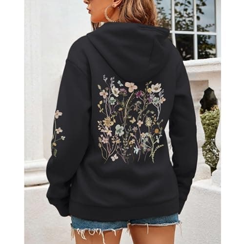 Sulayesh Women's Vintage Floral Hoodie - Cute Boho Sweatshirt