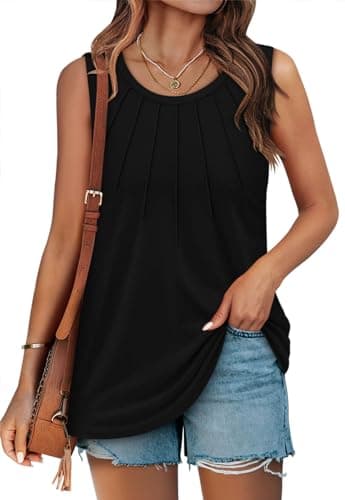 Angerella Women's Sleeveless Pleated Tank Tops for Summer