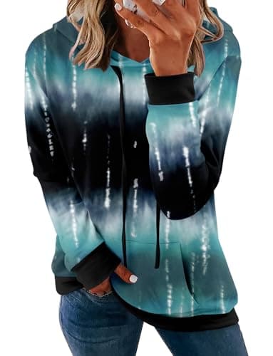 Women's Casual Tie Dye & Floral Print Hoodie Sweatshirt
