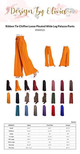 Olivia Women's Ribbon Tie Chiffon Palazzo Pants