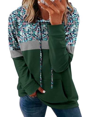 Women's Casual Tie Dye & Floral Print Hoodie Sweatshirt