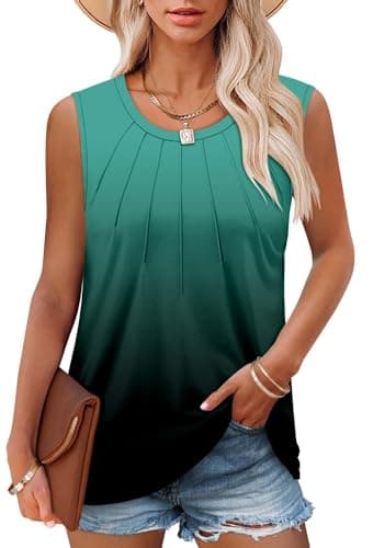 Angerella Women's Sleeveless Pleated Tank Tops for Summer