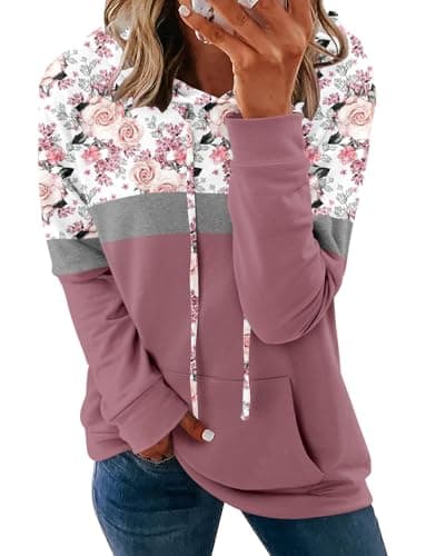Women's Casual Tie Dye & Floral Print Hoodie Sweatshirt