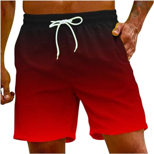 Sunaei Gradient Men's Stretch Jogger Shorts for Summer Beach Wear