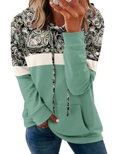 Women's Casual Tie Dye & Floral Print Hoodie Sweatshirt