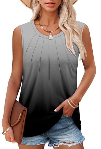 Angerella Women's Sleeveless Pleated Tank Tops for Summer