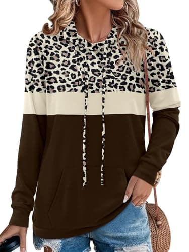 Women's Camo Leopard Print Hoodie Sweatshirt