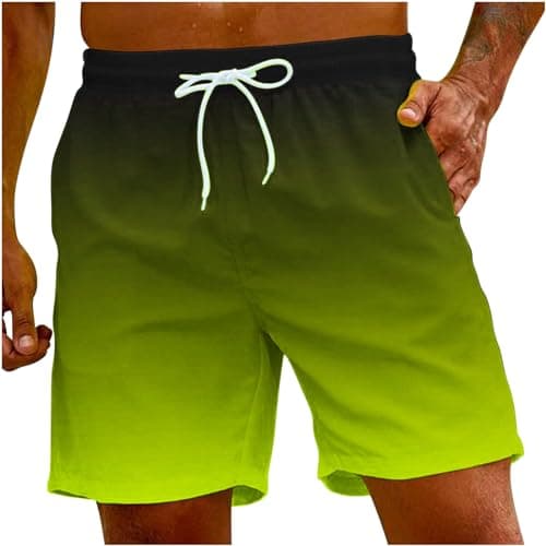 Sunaei Gradient Men's Stretch Jogger Shorts for Summer Beach Wear