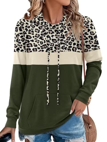 Women's Camo Leopard Print Hoodie Sweatshirt