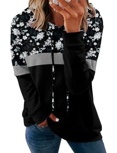 Women's Casual Tie Dye & Floral Print Hoodie Sweatshirt