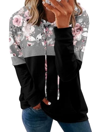 Women's Casual Tie Dye & Floral Print Hoodie Sweatshirt