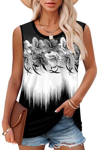 Angerella Women's Sleeveless Pleated Tank Tops for Summer