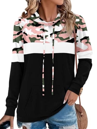 Women's Camo Leopard Print Hoodie Sweatshirt
