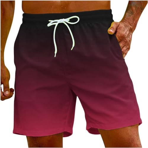 Sunaei Gradient Men's Stretch Jogger Shorts for Summer Beach Wear