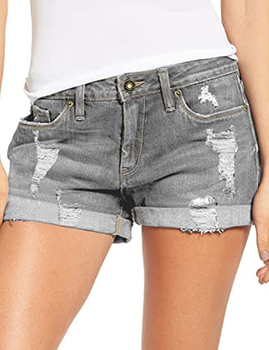 Luvamia Women's Ripped Denim Shorts