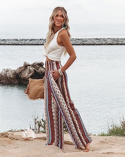 Angerella Women's Casual High Waist Pleated Palazzo Pants
