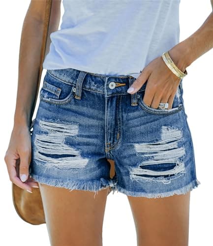 Angerella Women's Ripped Jean Short