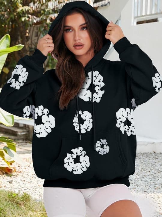 Floral Hoodie for Women - Vintage Y2K Style