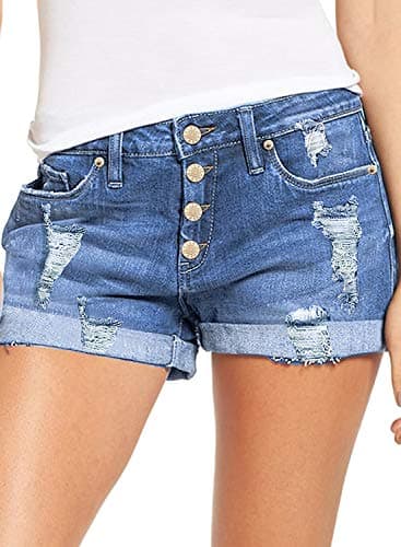 Luvamia Women's Ripped Denim Shorts