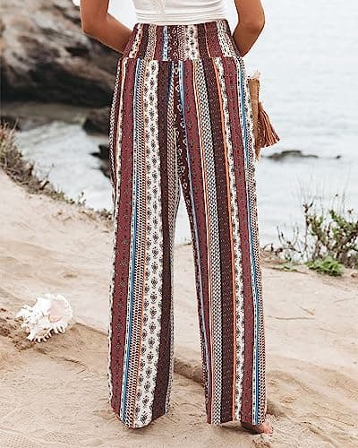 Angerella Women's Casual High Waist Pleated Palazzo Pants