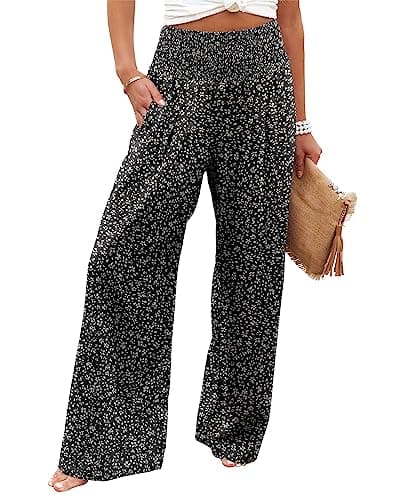 Angerella Floral Black Wide Leg Pants for Women