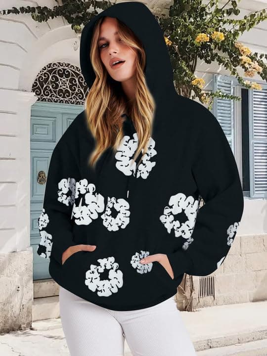 Floral Hoodie for Women - Vintage Y2K Style