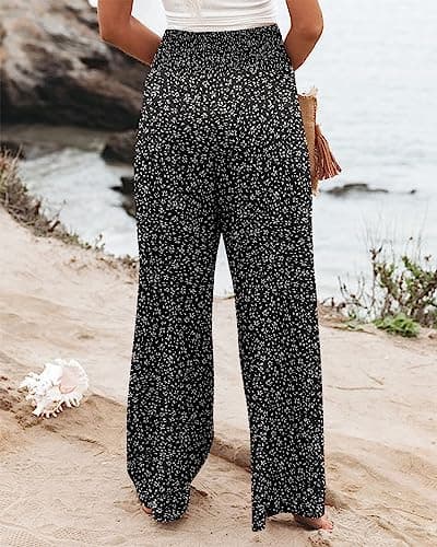 Angerella Floral Black Wide Leg Pants for Women