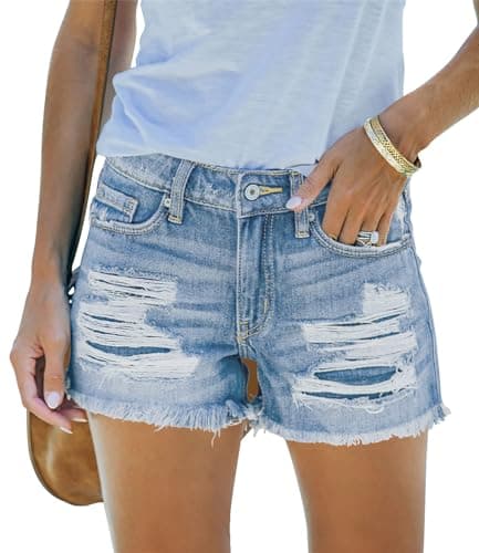 Angerella Women's Ripped Jean Short