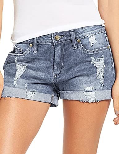 Luvamia Women's Ripped Denim Shorts
