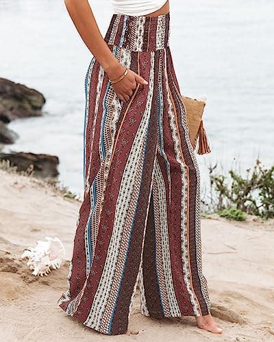 Angerella Women's Casual High Waist Pleated Palazzo Pants