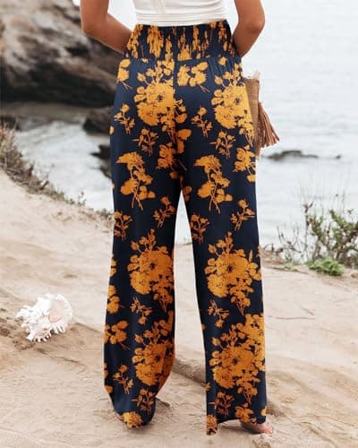 Angerella Women's Floral Print Wide Leg Pants