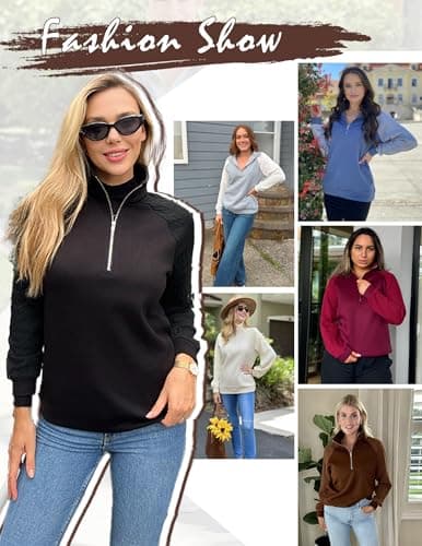 Women's Quarter Zip Fleece Pullover Sweatshirt