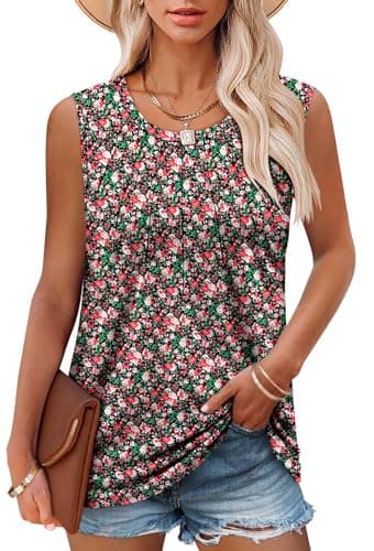 Angerella Women's Sleeveless Pleated Tank Tops for Summer