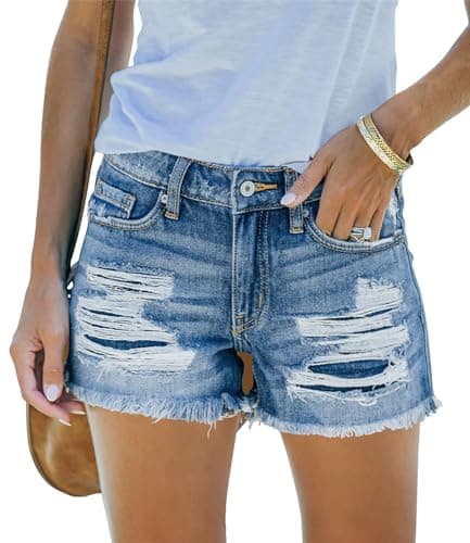 Angerella Women's Ripped Jean Short