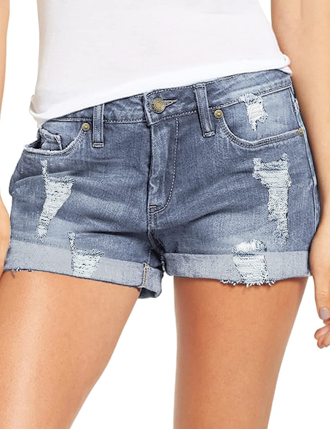 Luvamia Women's Ripped Denim Shorts