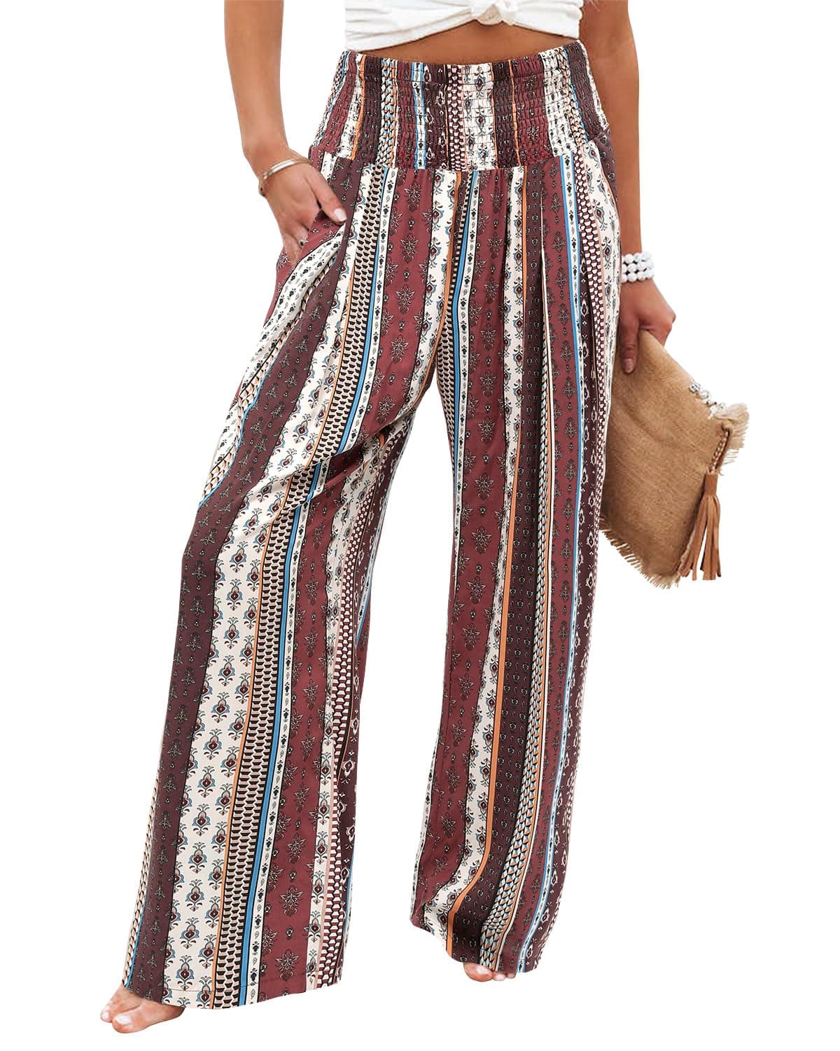 Angerella Women's Casual High Waist Pleated Palazzo Pants
